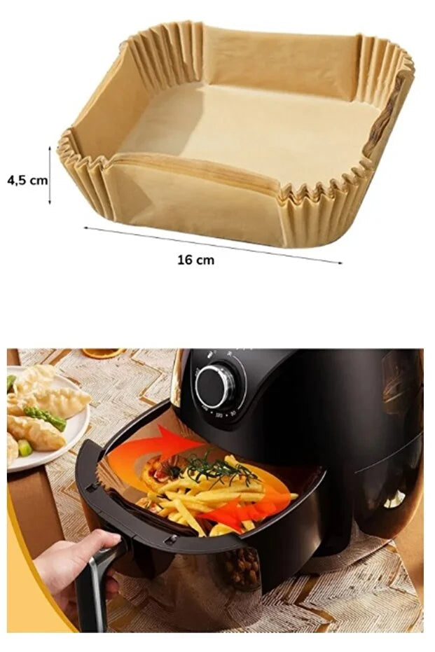 Airfryer Bakpapier 50 Stuks — Vierkante Antiaanbak Liners