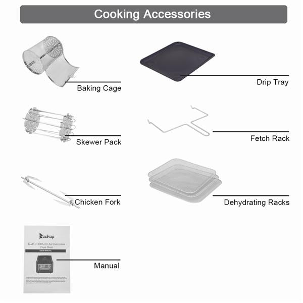 ZOKOP KAFO-1800A Airfryer Oven 16L — 1800W XXL Heteluchtfriteuse